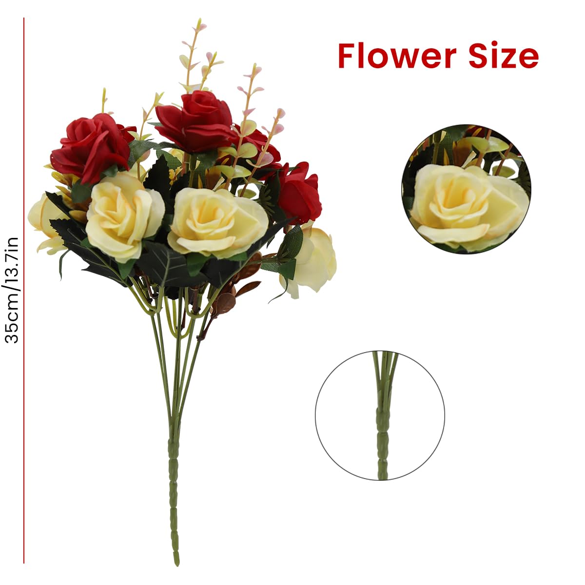 HASTHIP 2 Bundles Artificial Rose Flowers, Fake Rose Silk Flowers for Wedding, Diwali home Decor, Room Decorations, Living Room Table Decoration Home Decor, Red HASTHIP 2 Bundles Artificial Rose Flowers, Fake Rose Silk Flowers for Wedding, Diwali home Decor, Room Decorations, Living Room Table Decoration Home Decor, Red